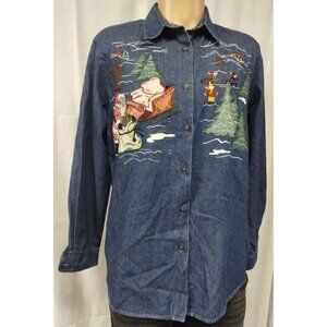 Karen Scott Men's Blue Shirt/Button/Long Sleeve Size M SKU 2576